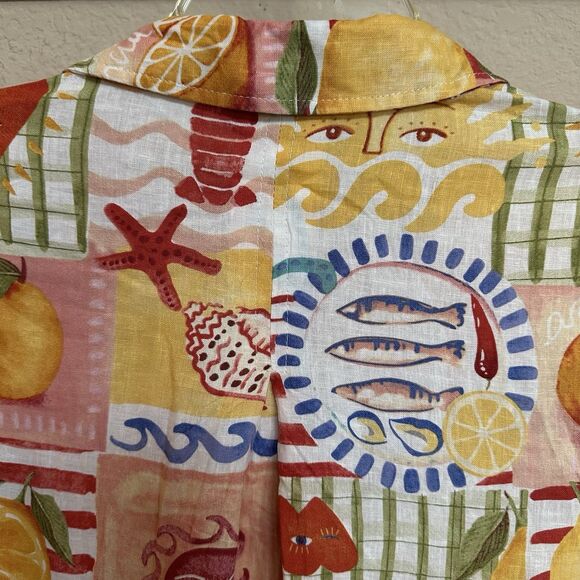 CALYPSO ST BARTH Small Linen Sardina Beach Italian Shirt Button Down  Cover Up - Picture 6 of 10